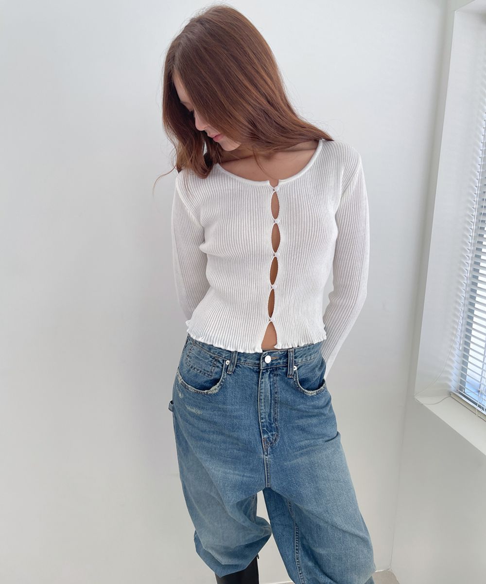 Frill Knit Cardigan_Ivory