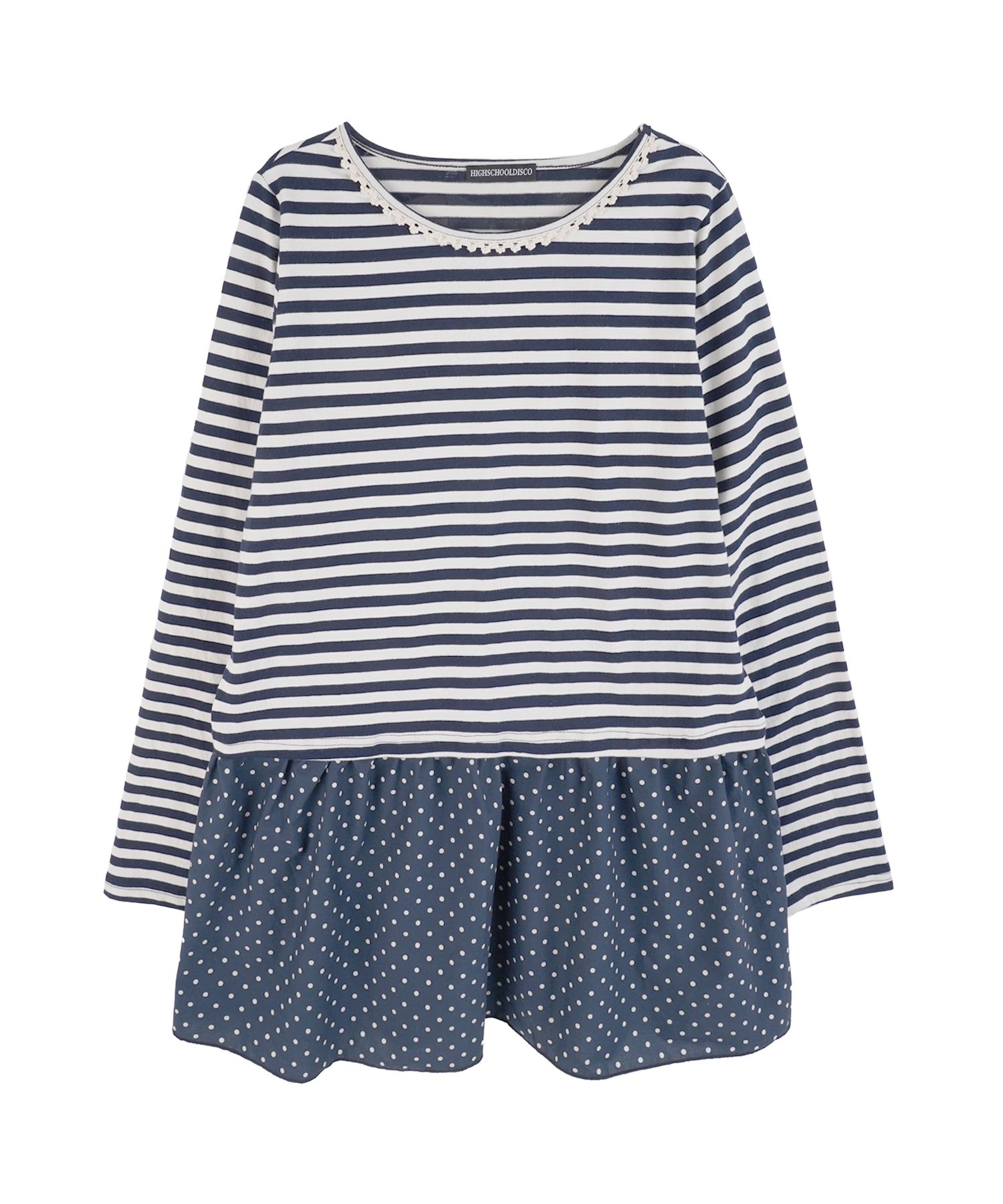 Striped Dot Layered Dress_Navy