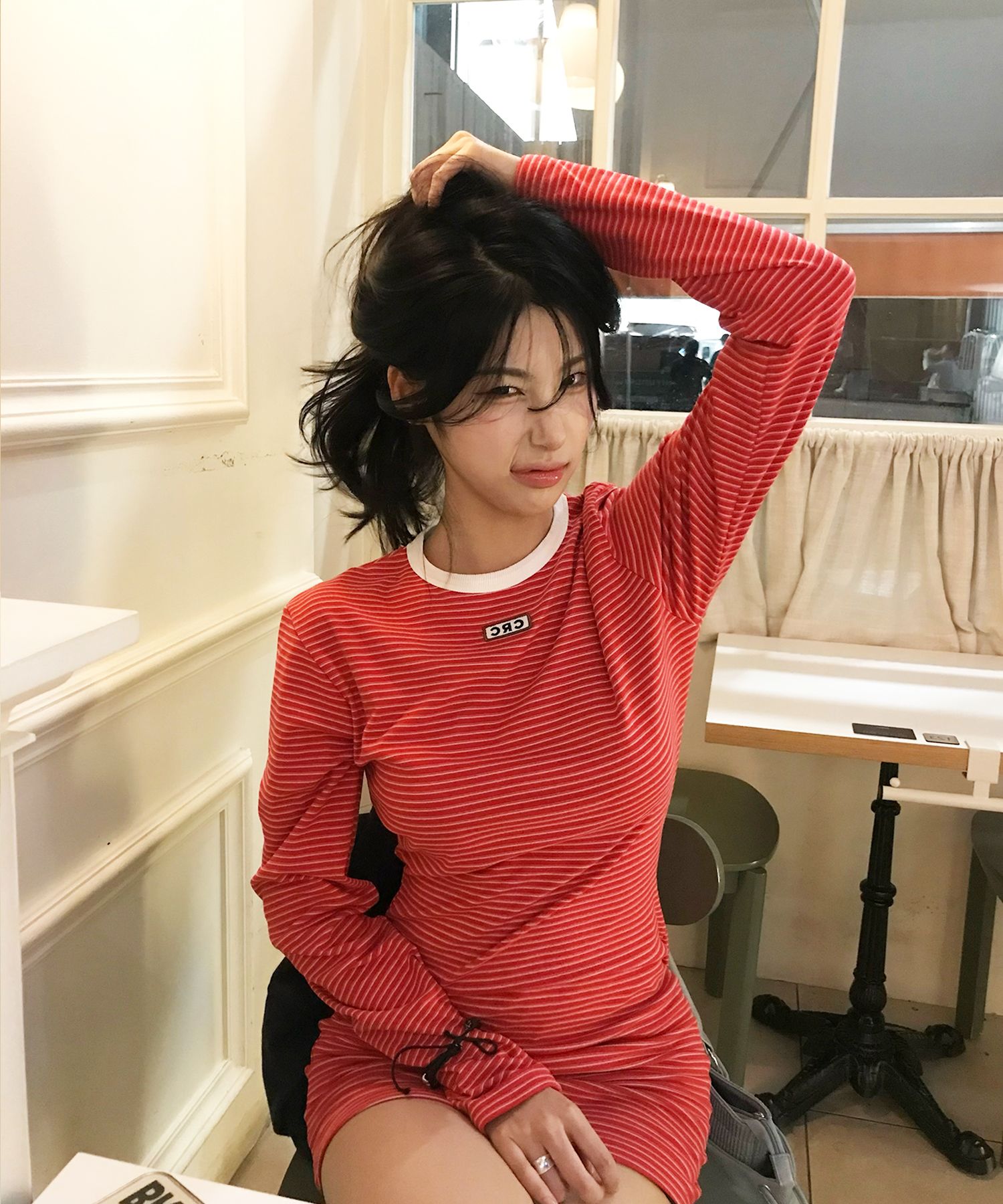 Striped mini dress (red)