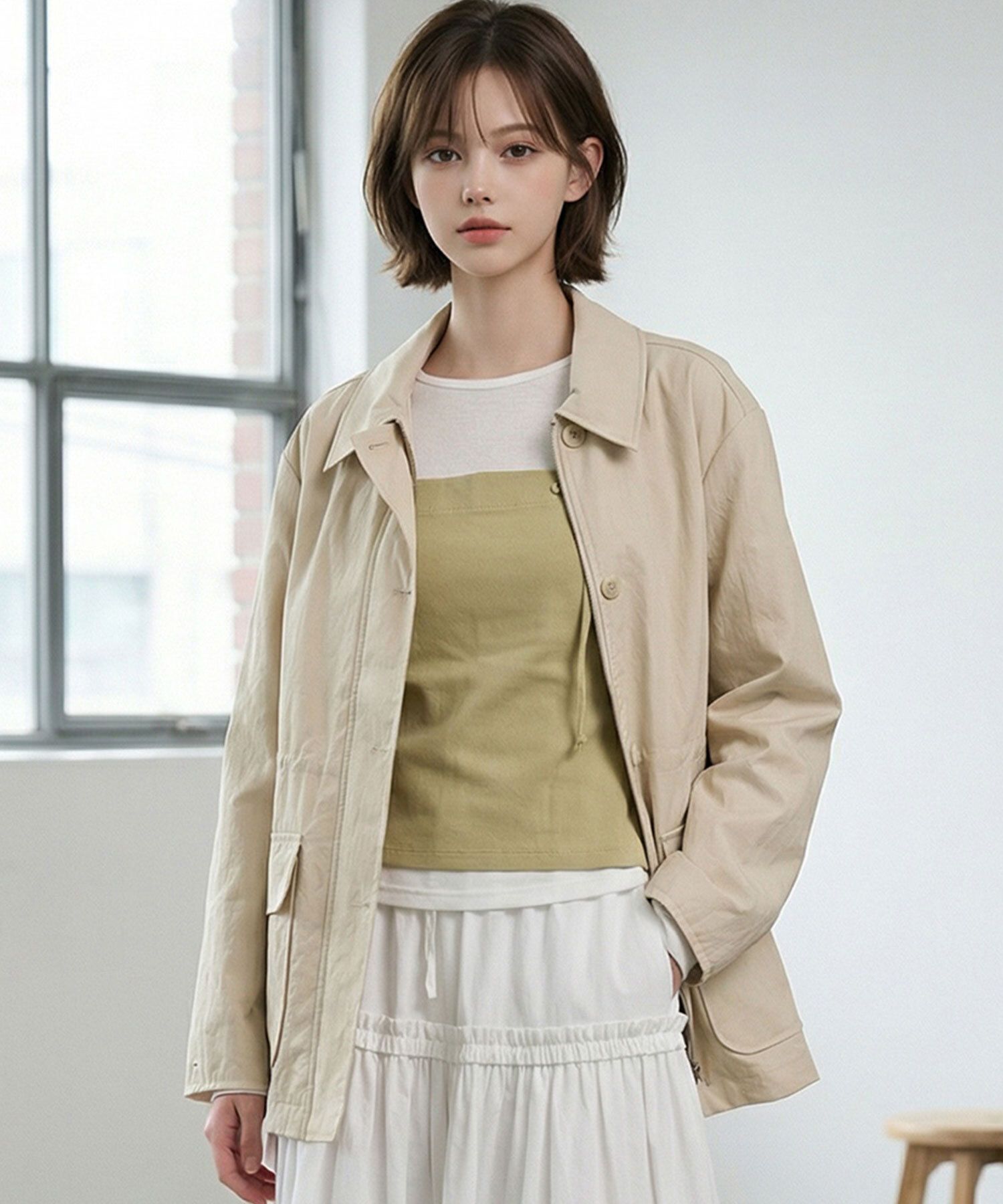 String Half Leather Jacket AASBJK102A