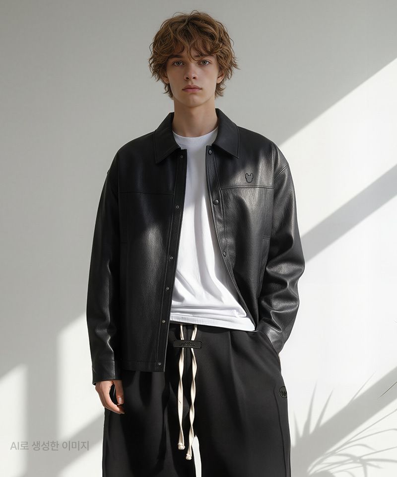 PU leather coach jumper