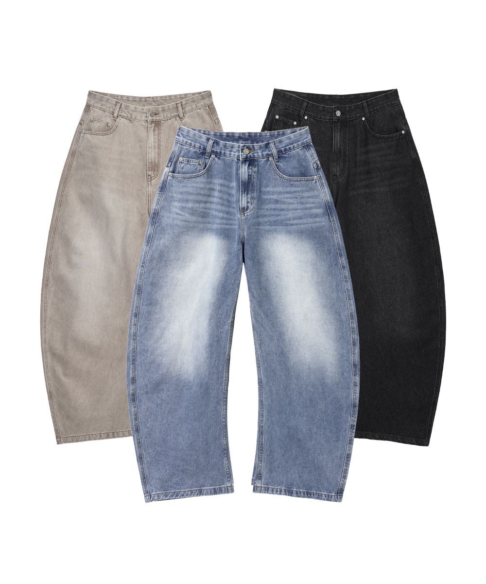 Pale Faded Curved Denim_Blue