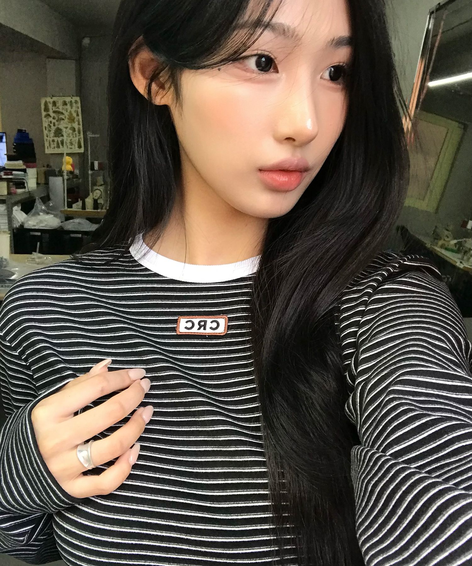 Striped mini dress (black)