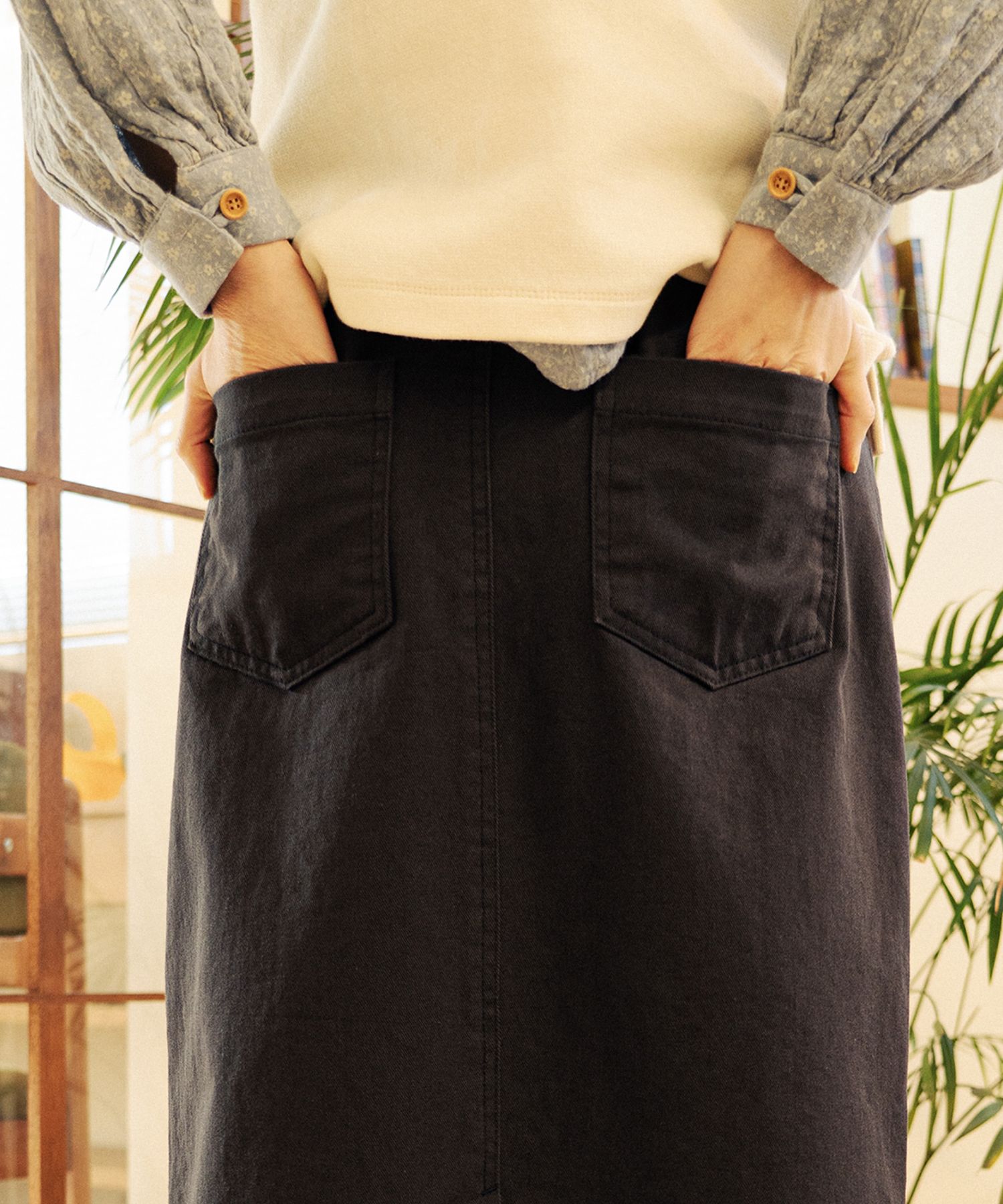 Cotton 5-pocket skirt navy