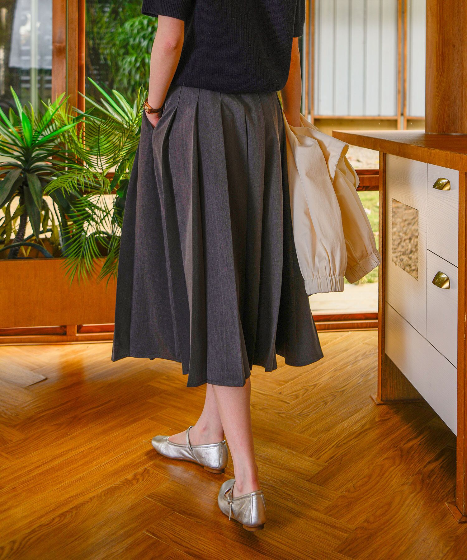 Epaulette Pleated Skirt (KYSK2511006)