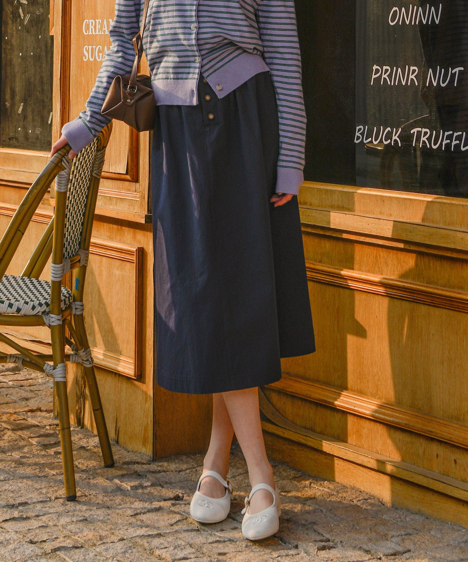 Flower Color Block Button Skirt (KYSK2511052)