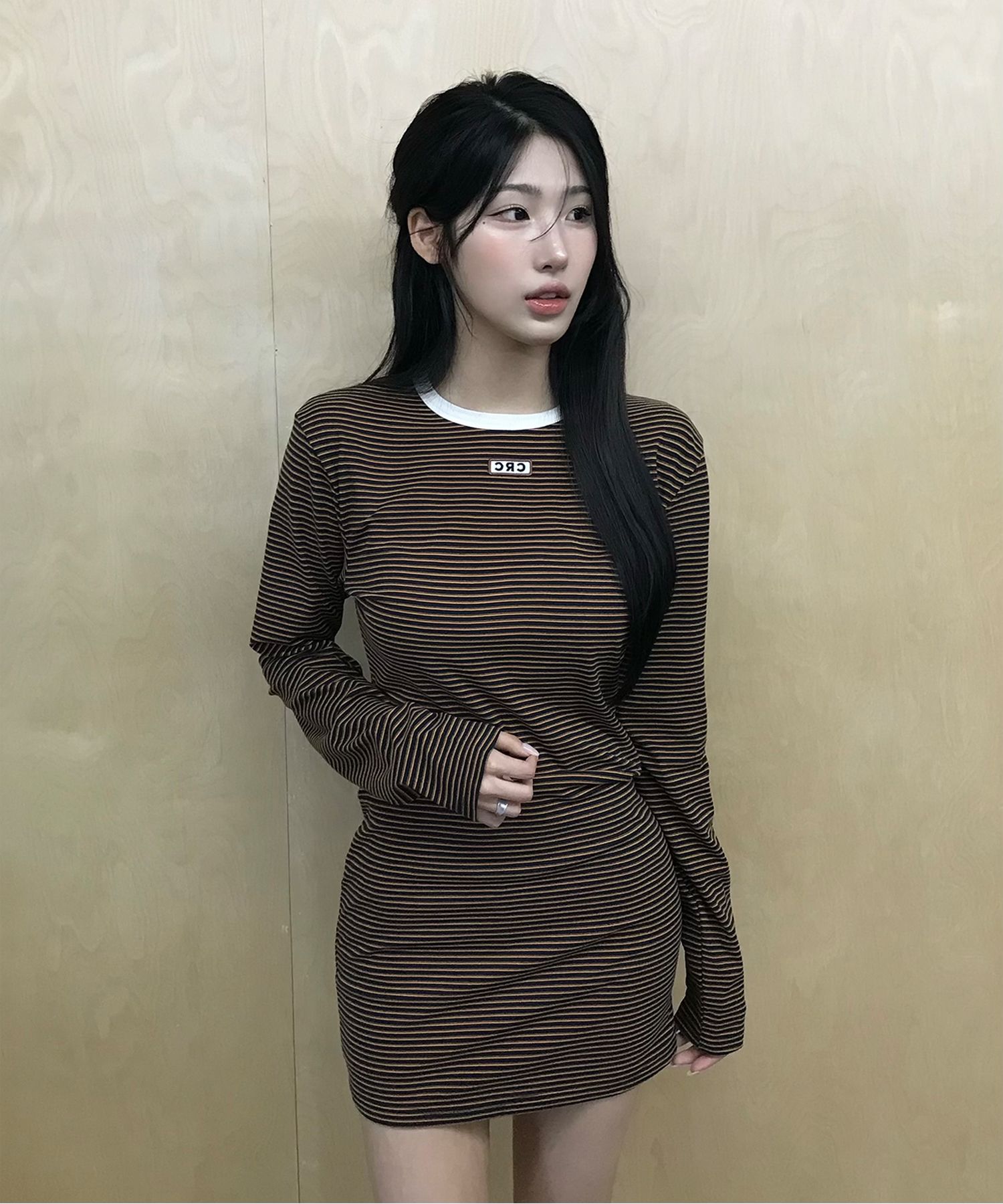 Striped mini dress (Navy)